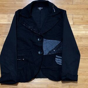 Lisa International Black Textured Jacket